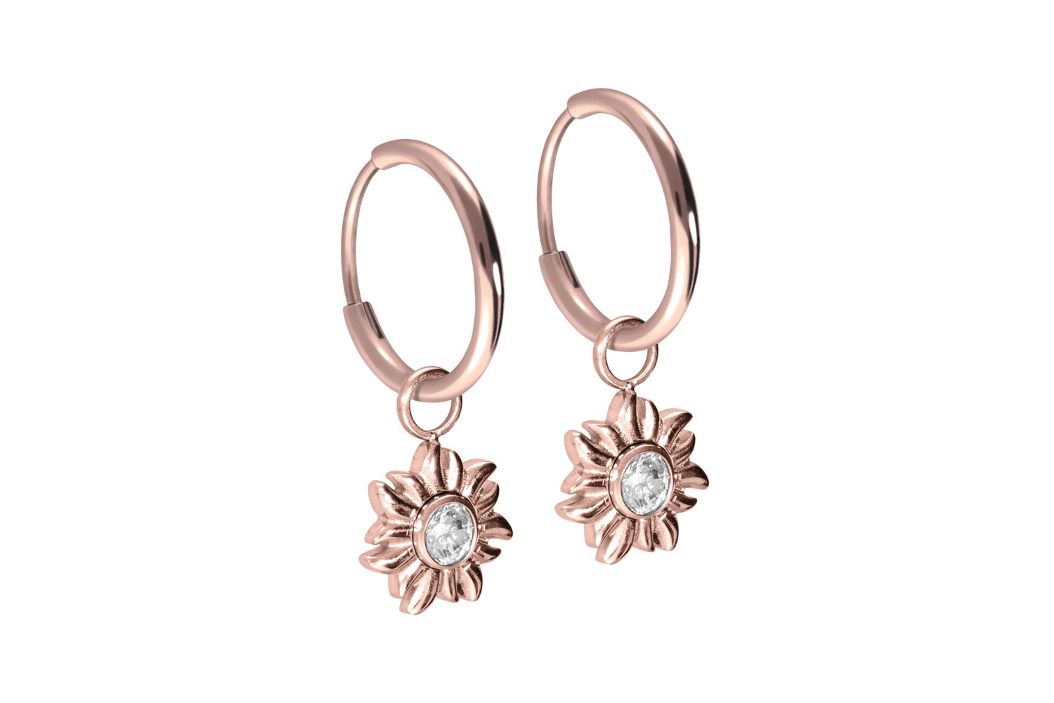 Titan Ohrclicker Creolen SONNE + KRISTALL von Piercingline